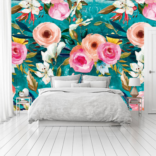 Vinilo Mate Tropical Flores Pintadas - Modelo 1235