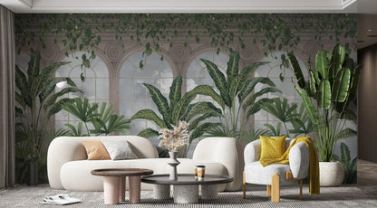 Mural Tropical Columnas con Hojas de Plátano - MT604