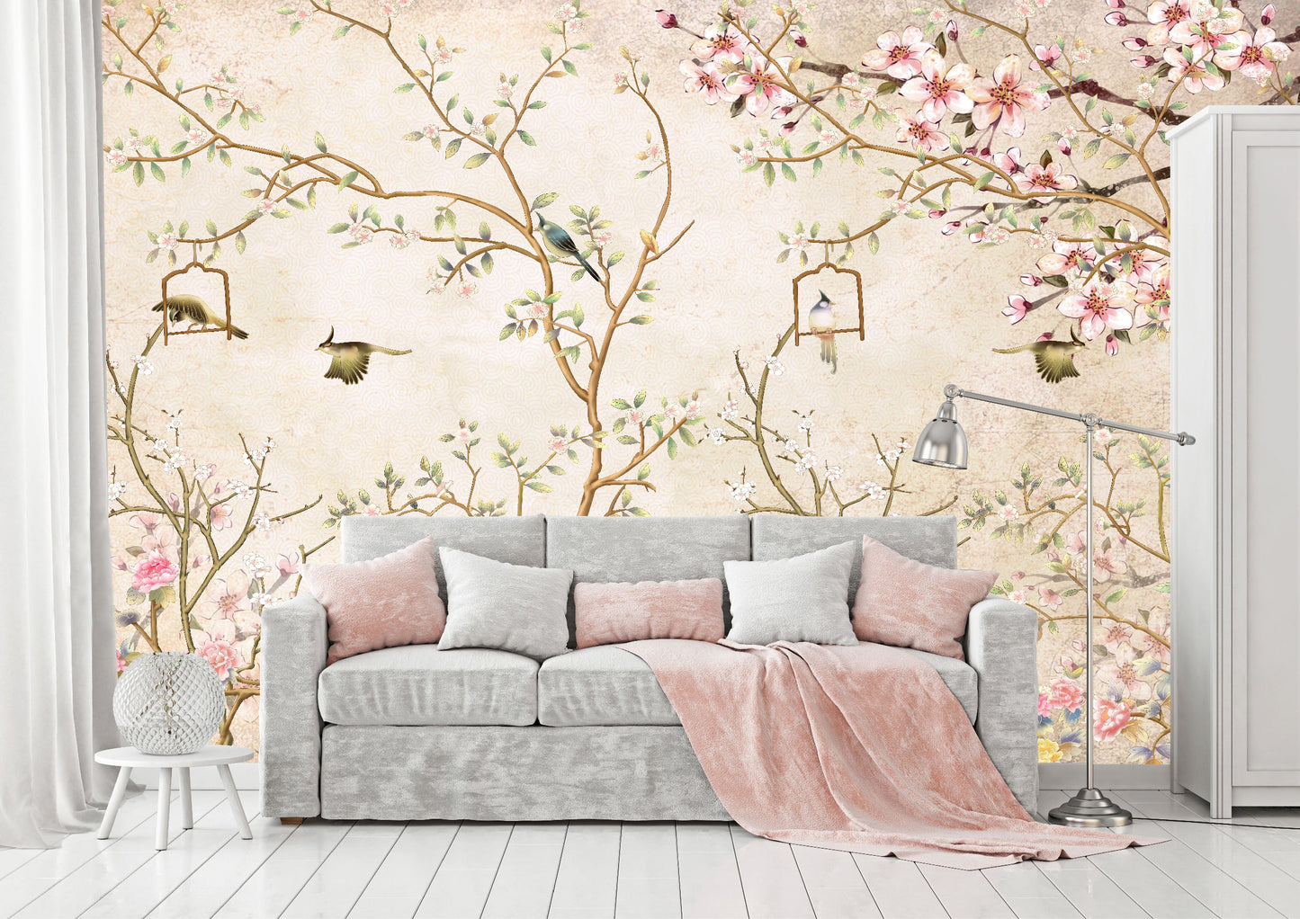Mural Tropical Flores Campestres Estilo Inglés  - MT049