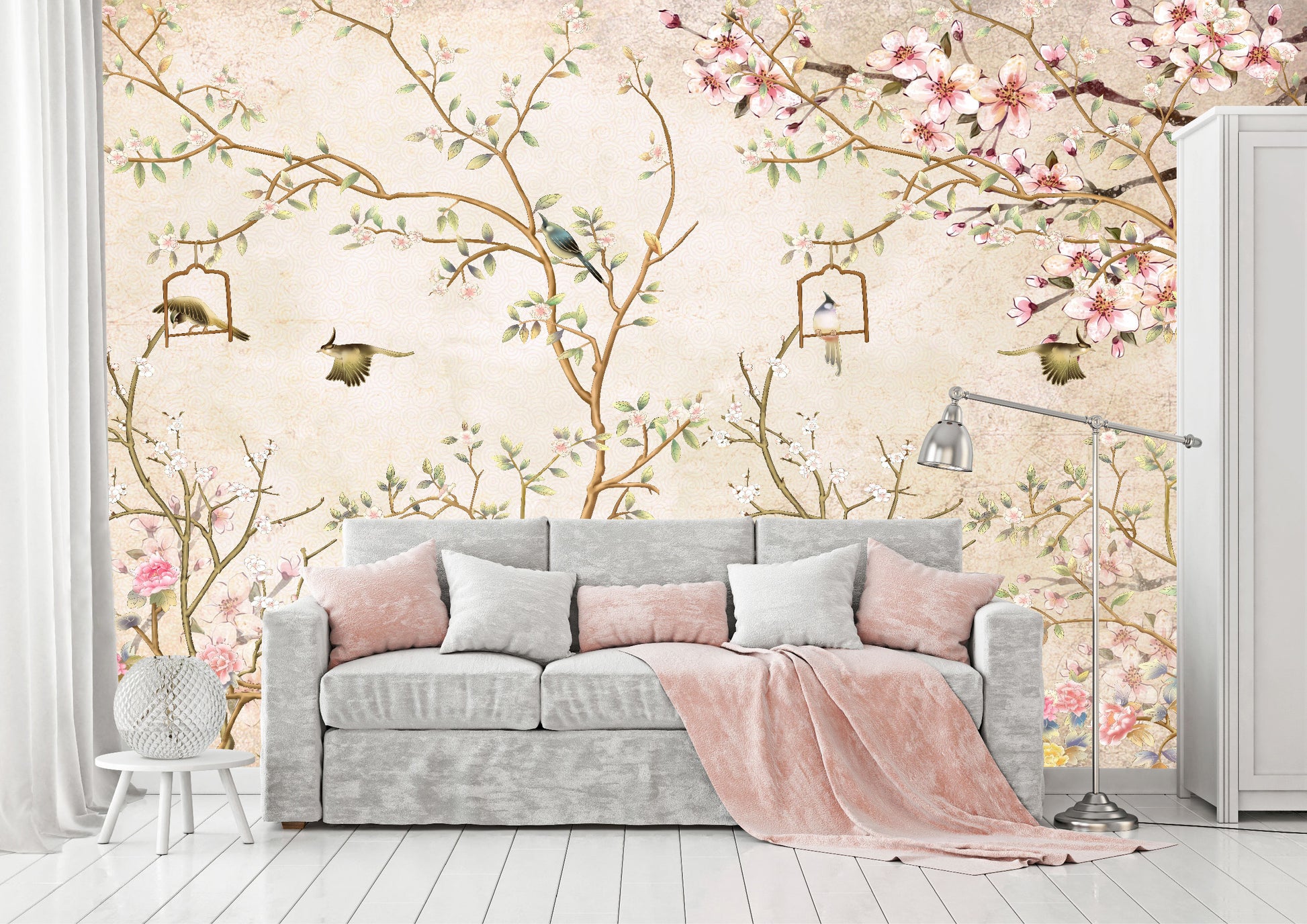 Mural Tropical Flores Campestres Estilo Inglés  - MT049