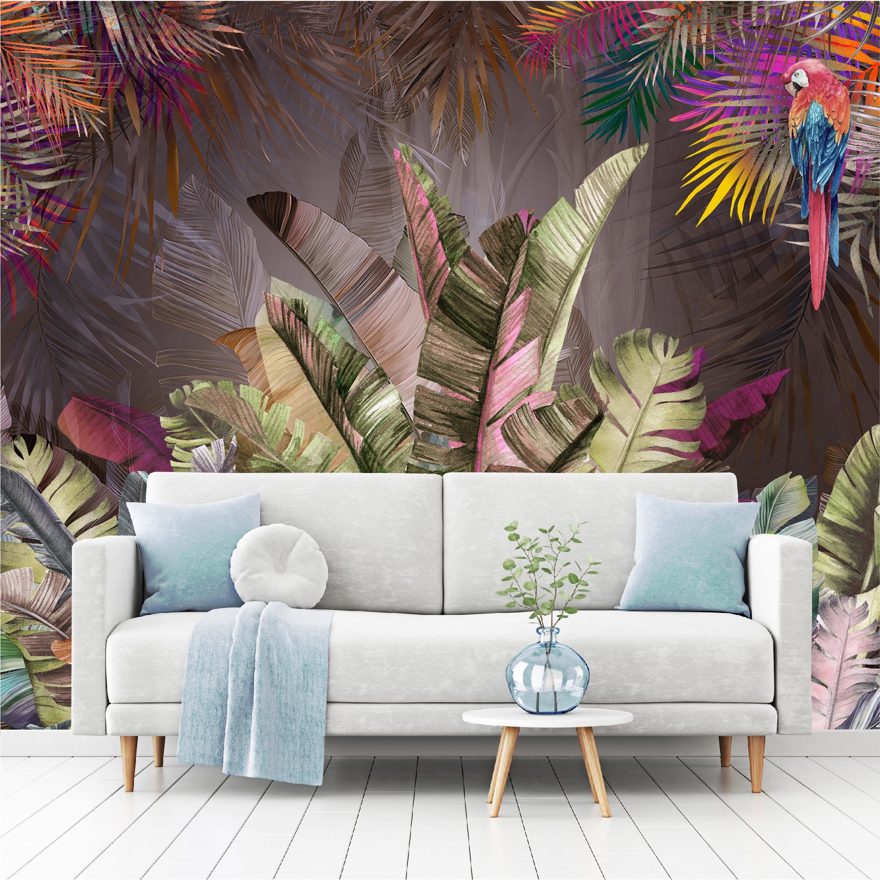 Mural Hojas Tropicales Coloridas  - MT437