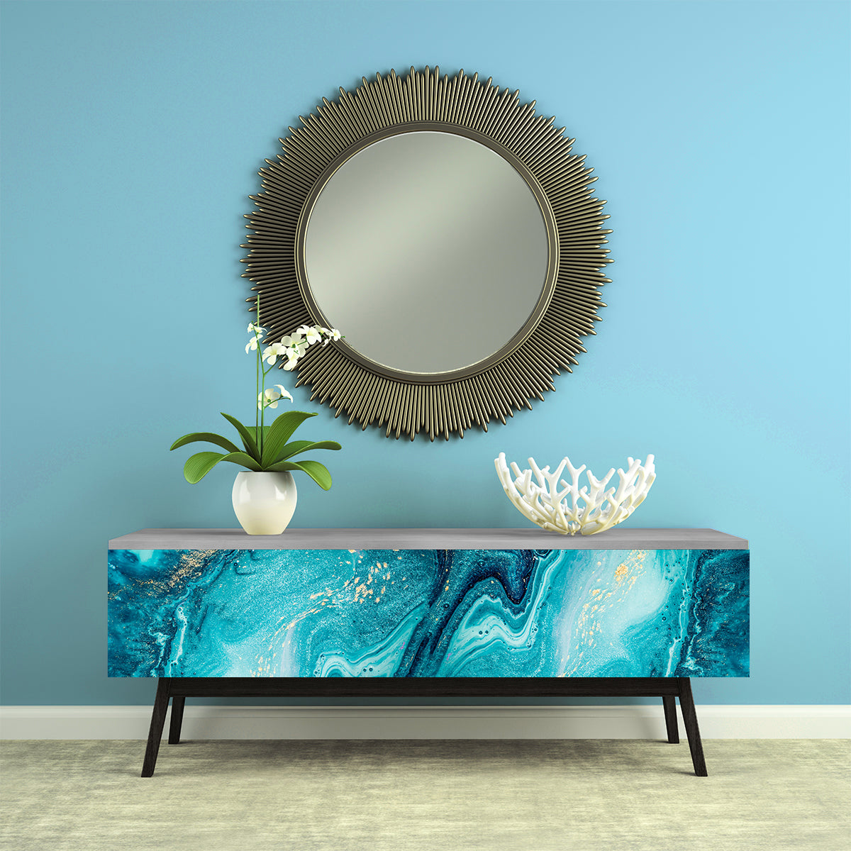 Vinilo Para Muebles Simil Marmol Turquesa - MM003