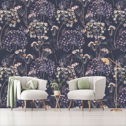 Mural Mate Flores Estilo Boho fondo oscuro - MT426