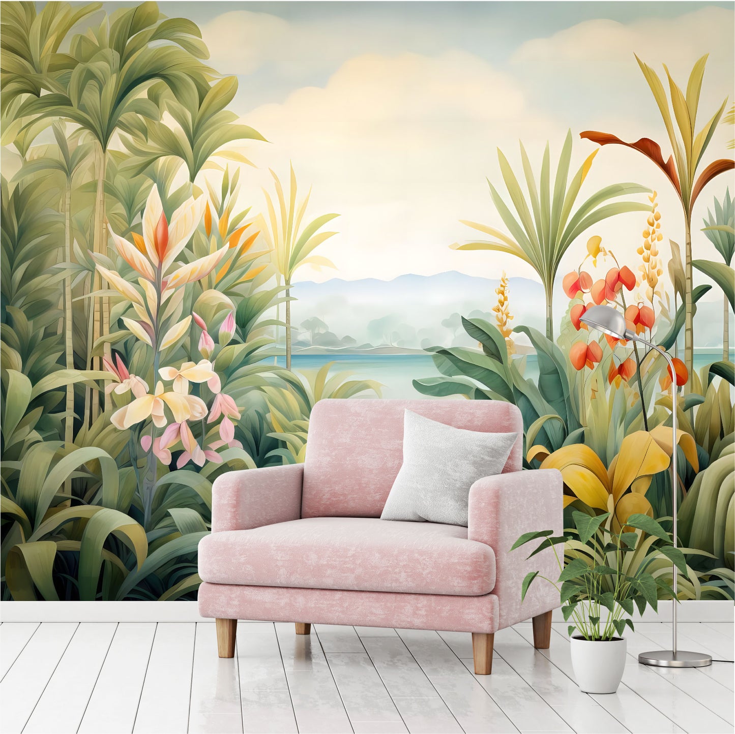 Mural Selva Tropical con flores exóticas- MT446