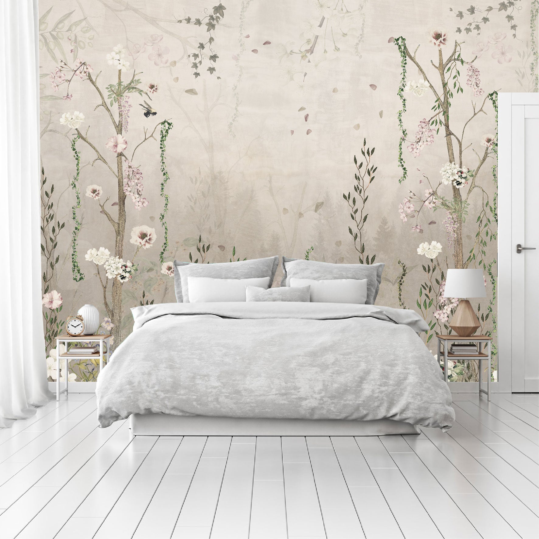 Mural Flores con Enredaderas Estilo Vintage - MT192