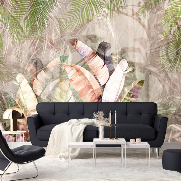 Mural Tropical Plumas Coloridas - MT578