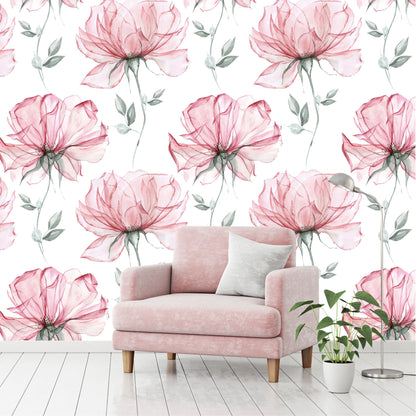 Mural Mate Flores Acuareladas Rosas - MT428