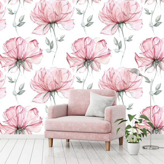 Mural Mate Flores Acuareladas Rosas - MT428