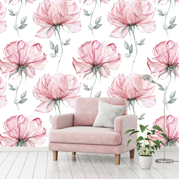 Mural Mate Flores Acuareladas Rosas - MT428