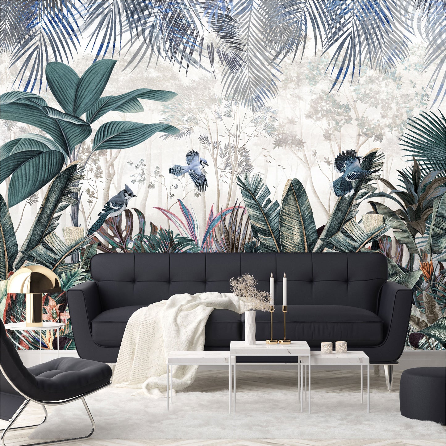 Mural Jardín Tropical con hojas coloridas  - MT439