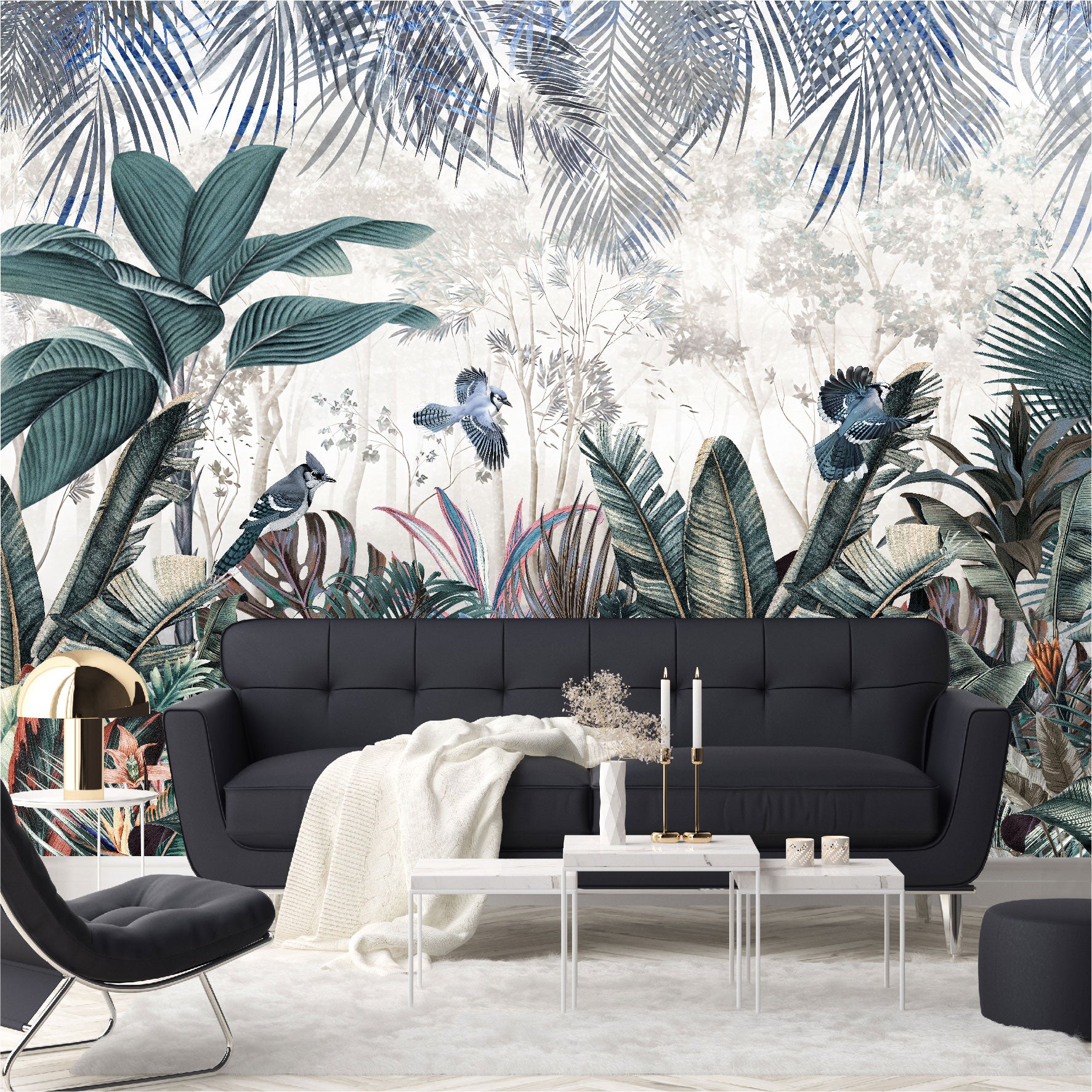 Mural Jardín Tropical con hojas coloridas  - MT439
