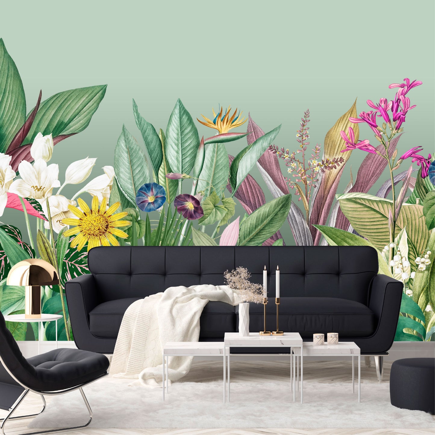 Mural Tropical Flores Coloridas  - MT581