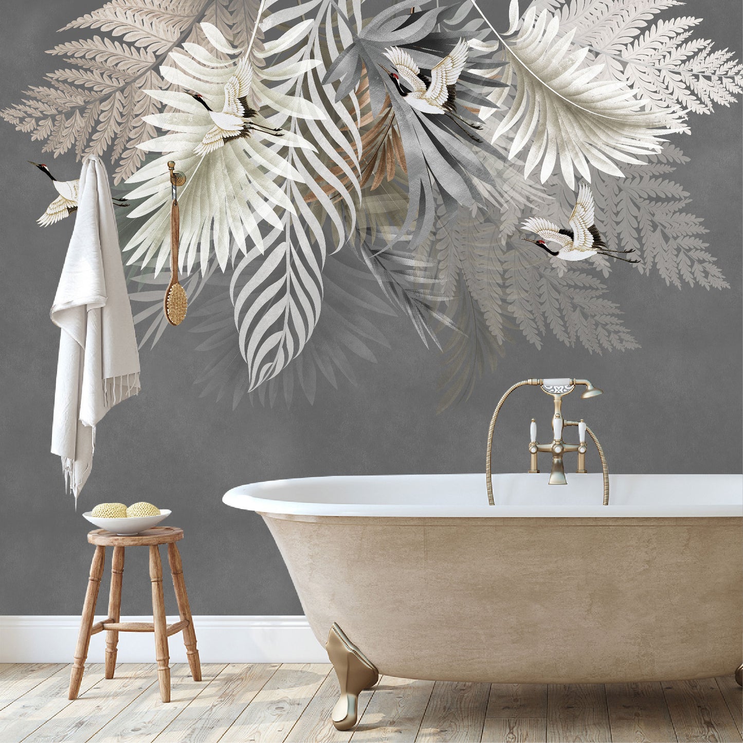 Mural Hojas de Palma con Aves - MT233