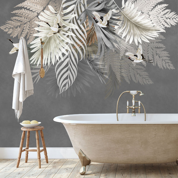 Mural Hojas de Palma con Aves - MT233