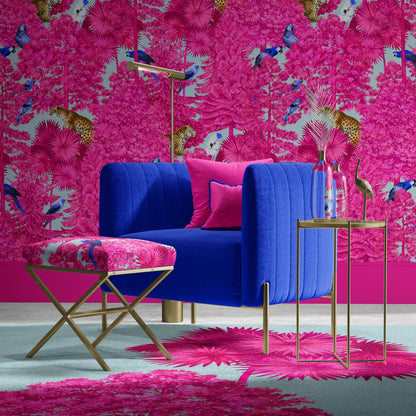 Patrón Jungla Fucsia con Leopardos y Loros - MT614