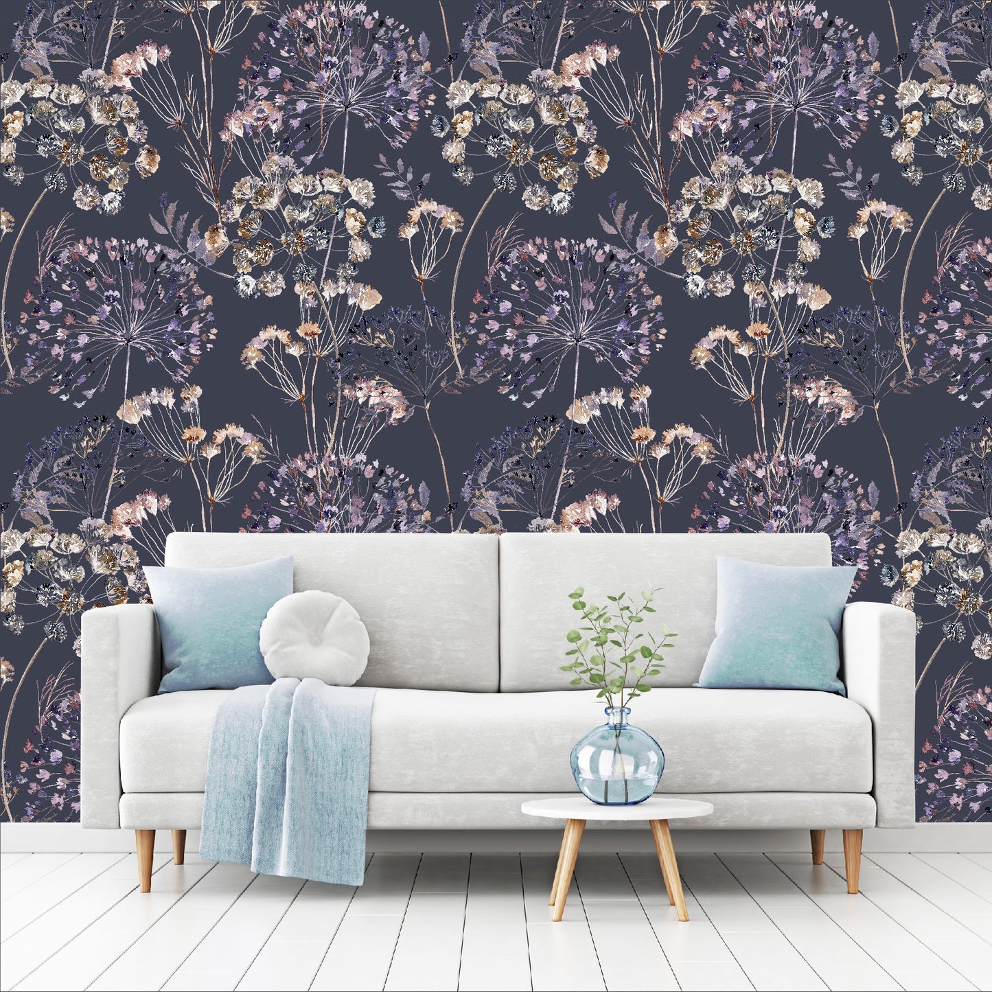 Mural Mate Flores Estilo Boho fondo oscuro - MT426
