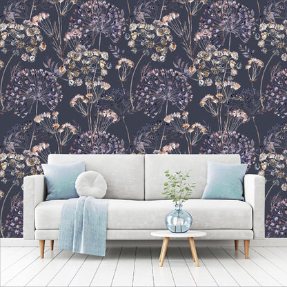 Mural Mate Flores Estilo Boho fondo oscuro - MT426