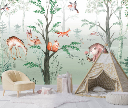 Mural Bosque con Animalitos - MI033