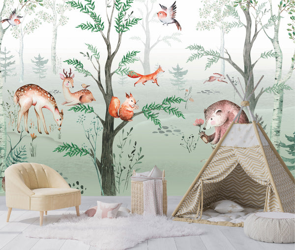 Mural Bosque con Animalitos - MI033