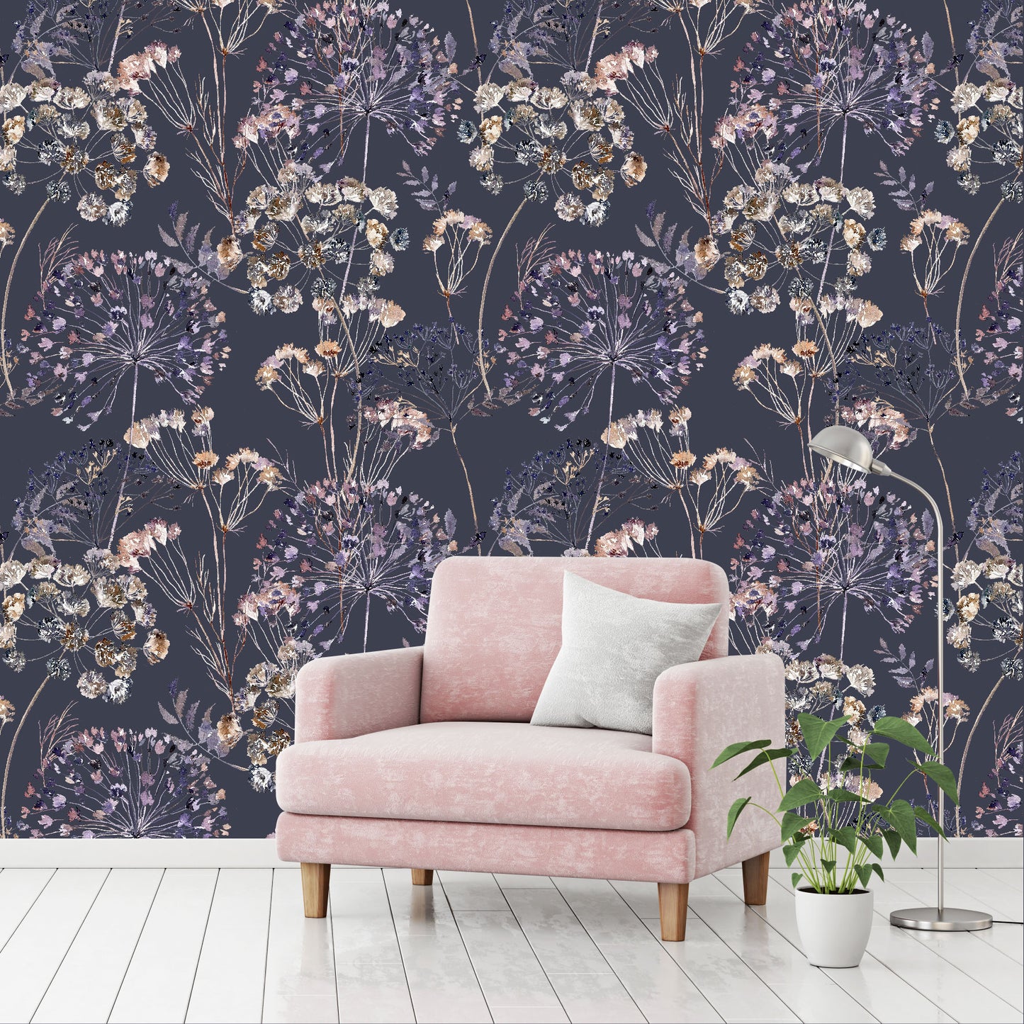 Mural Mate Flores Estilo Boho fondo oscuro - MT426