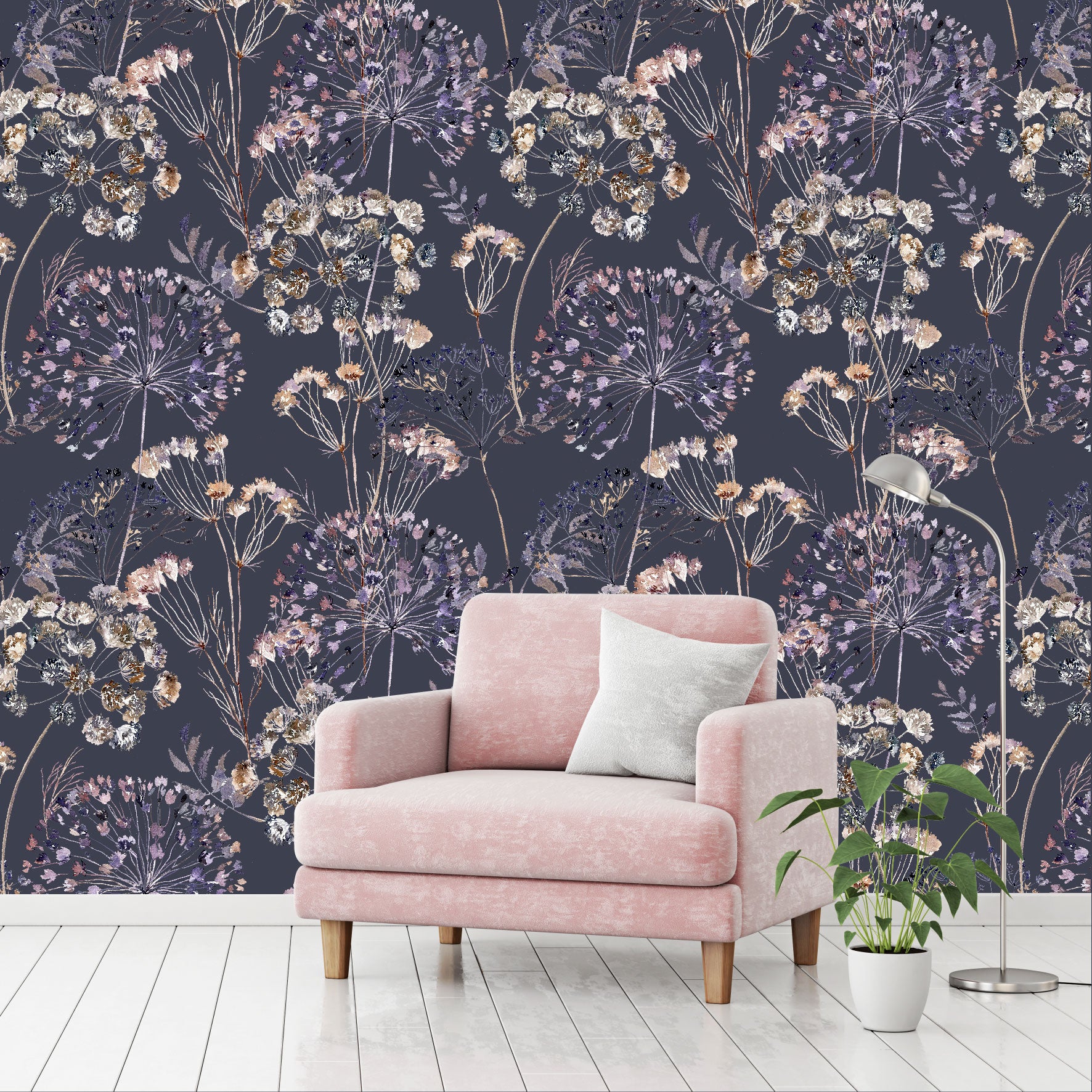 Mural Mate Flores Estilo Boho fondo oscuro - MT426