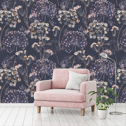 Mural Mate Flores Estilo Boho fondo oscuro - MT426
