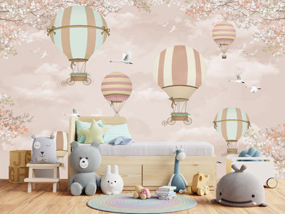 Mural Globos Rosas con Flores - MI015
