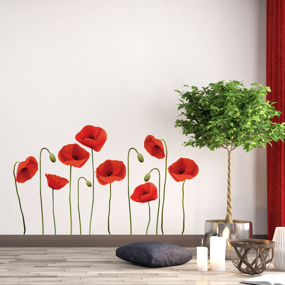 Vinilos Autoadhesivos Flores Amapolas Rojas - VDC021