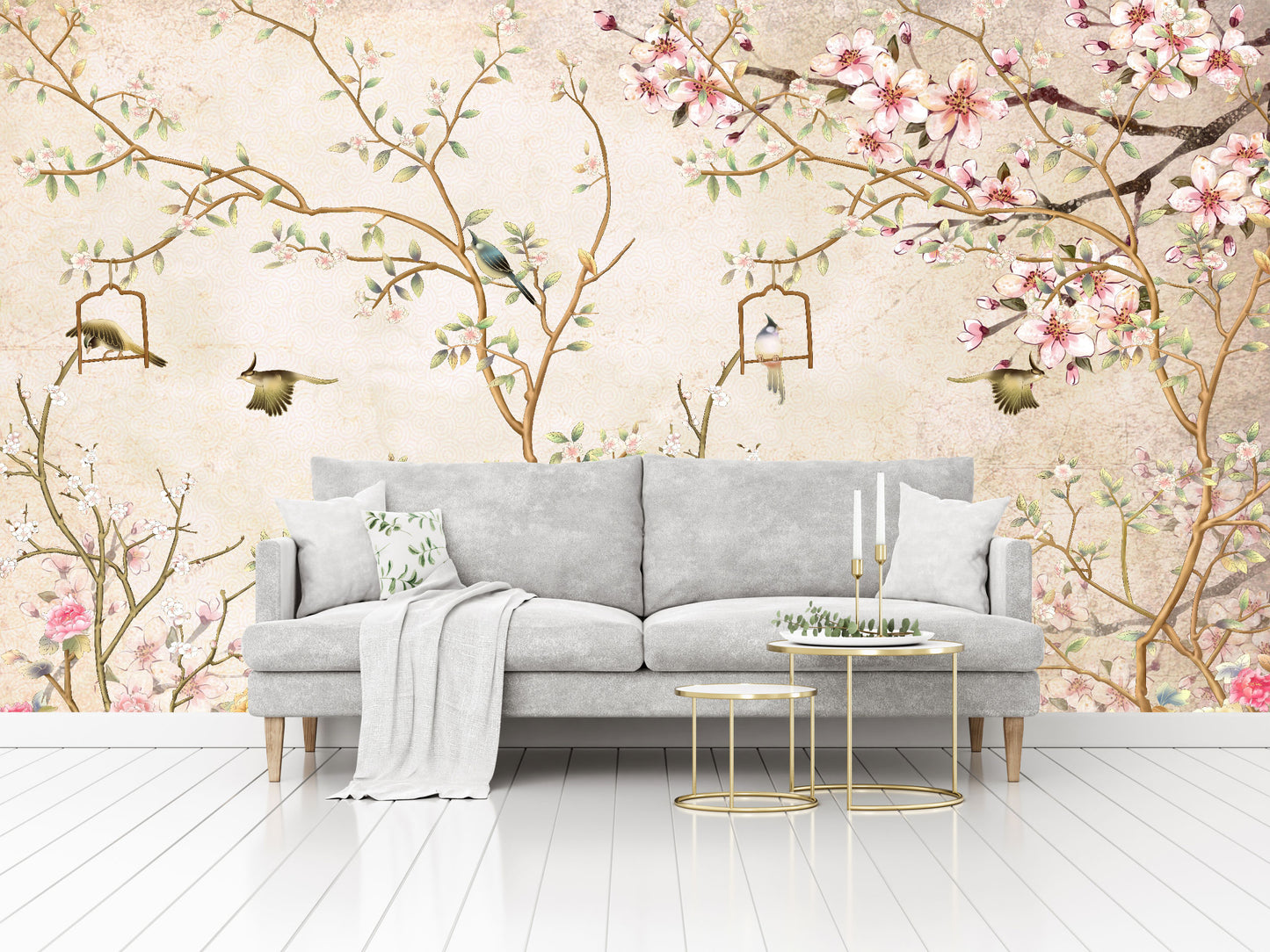 Mural Tropical Flores Campestres Estilo Inglés  - MT049